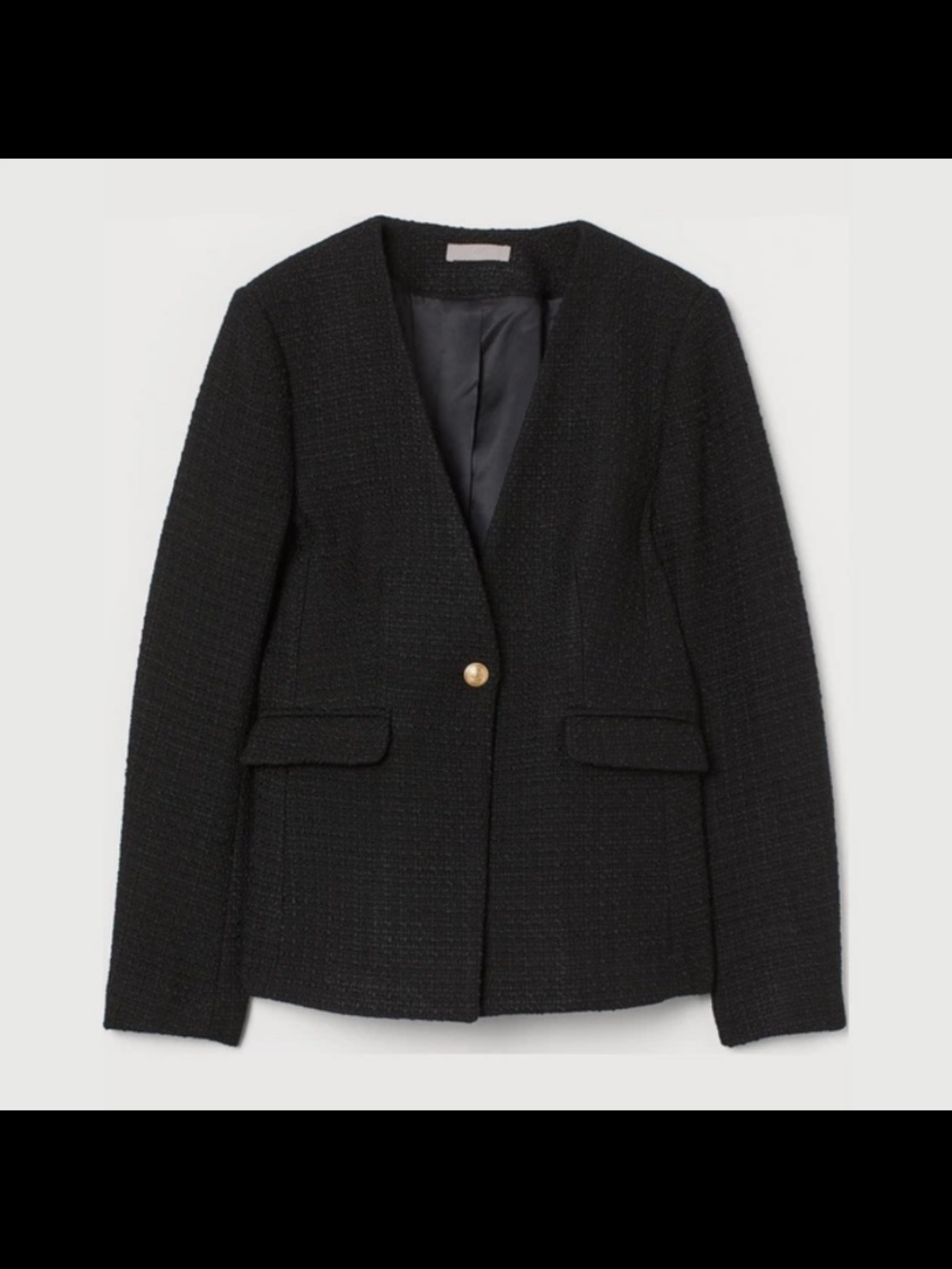 H&M Black Textured Blazer with gold button . Medium